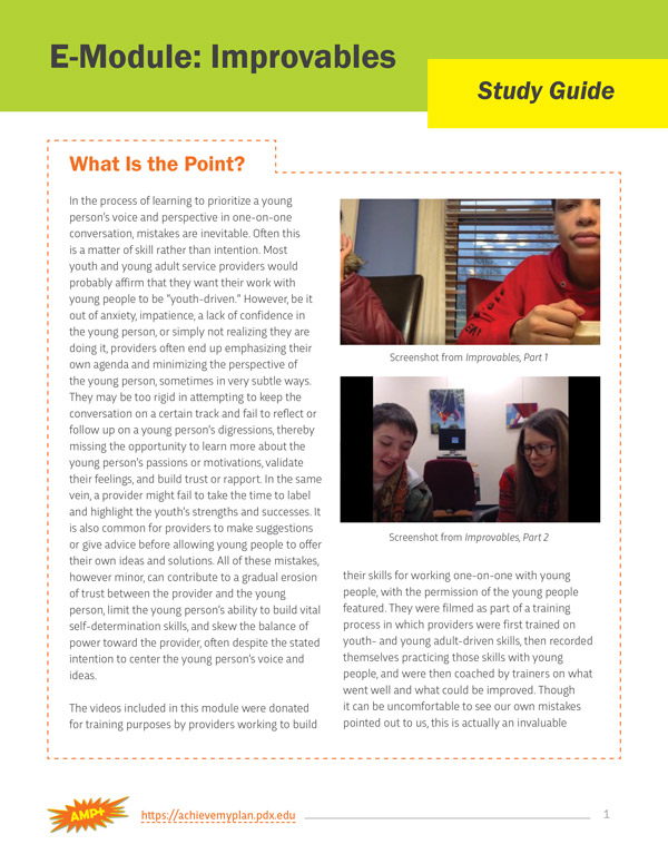 Cover of the AMP Improvables study guide