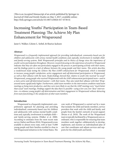 Increasing Youths' Participation in Team-Based Treatment Planning...